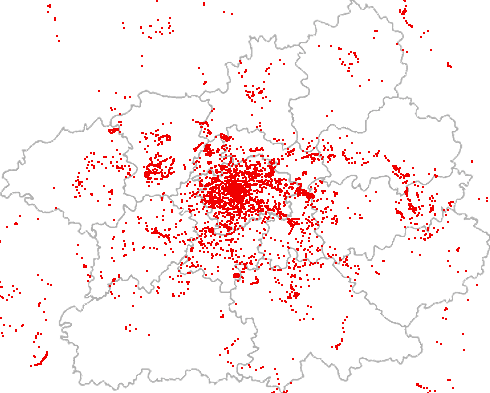 mapa nálezů ve Středních Čechách