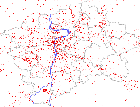 mapa nálezů v Praze